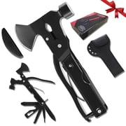 Multitool Camping Axe, 19-in-1 Survival Gear Camp Hatchet, Folding Portable Camping Hammer Multi Tool Unique Gift for Men Dad Husband Boyfriend (Black)