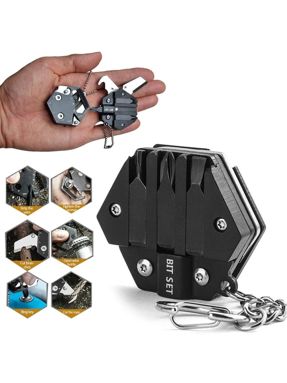Multitool Card Key Chain Hexagonal Kit with Micro Screw Driver Set, Bottle Opener, EDC Tools, Multipurpose, Foldable Survival Tool Set for Men & Women Gifts