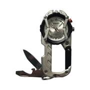 Multitool Clip Watch for Men   Silver | 100ft Water Resistant Clip-On Watch with LED Light, Bottle Opener, Screwdriver & Carabiner   Stainless Steel Outdoor Work & Camping Tool