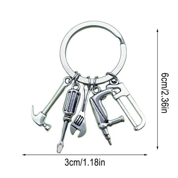 Multitool Keychain Pendant - Saw Screwdriver Wrench Drill Tool Keyring, Mini Portable Tool Set Key Chain, Practical Gadget for Home Outdoor Emergency Repairs