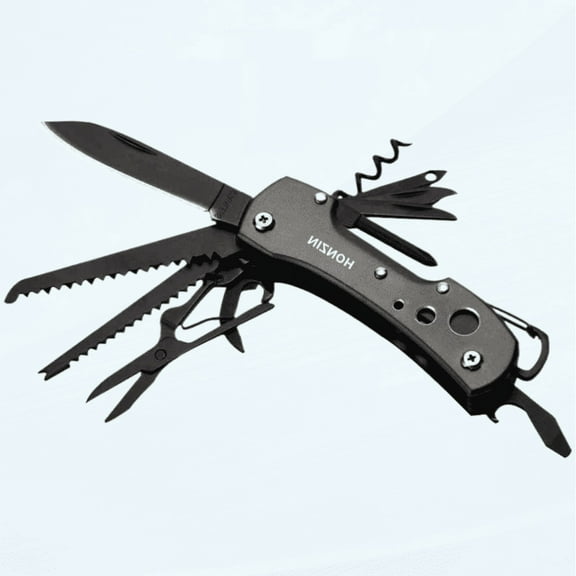 Multitool Knife Camping 15 in 1 Multi Purpose Pocket Tool Antirust Black Oxide Swiss Style Pocket Knife for Survival Fishing Car Travel