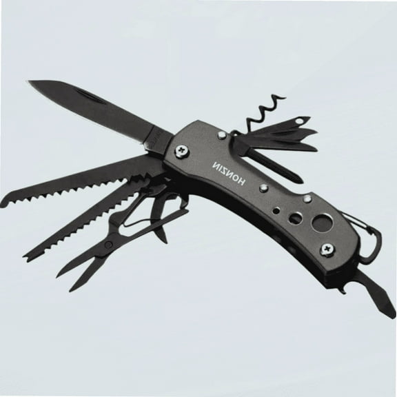 Multitool Knife Camping 15 in 1 Multi Purpose Pocket Tool Antirust Black Oxide Swiss Style Pocket Knife for Survival Fishing Car Travel