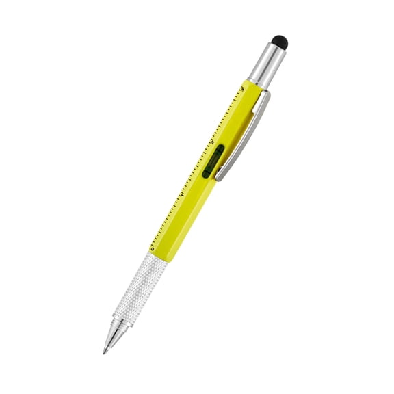 Multitool Pen,6 in 1 Multi-Tool Pen Set,Screwdrivers,Spirit Level,Ruler and Touch Screen Stylus,Stocking Stuffers For Men Dad,Cool Gadgets Gifts for Men Adults Grandpa Husband Guys(5.9") (Yellow)