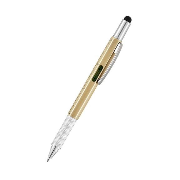 Multitool Pen,6 in 1 Multi-Tool Pen Set,Screwdrivers,Spirit Level,Ruler and Touch Screen Stylus,Stocking Stuffers For Men Dad,Cool Gadgets Gifts for Men Adults Grandpa Husband Guys(5.9") (Gold)