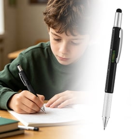 Multitool Pen 6 in 1 Tool Pens Black Multi Tool Pen with Ruler Level Screwdriver Stylus Ballpoint Pen Dad Pen Father's Day Gifts for Men 4 Pack