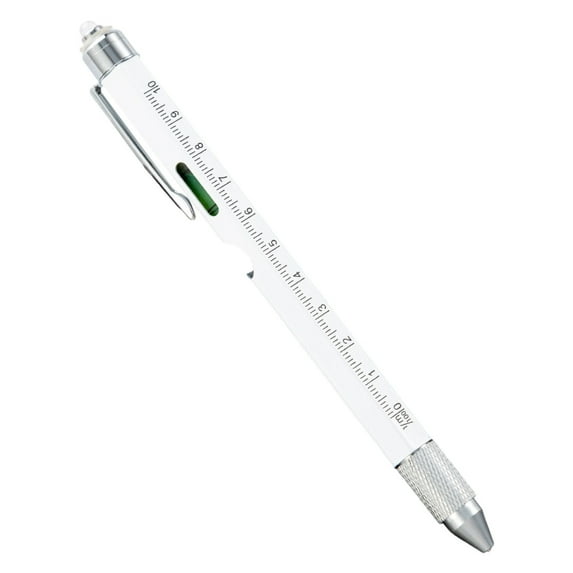 Multitool Pen 9-in-1 | LED Light, Stylus, Screwdrivers, Ruler, Bottle Opener, Ballpoint | Heavy Duty Metal | Compact Portable Gadget | Unique Gift for Men & Adults | White Elephants Stocking Stuffer