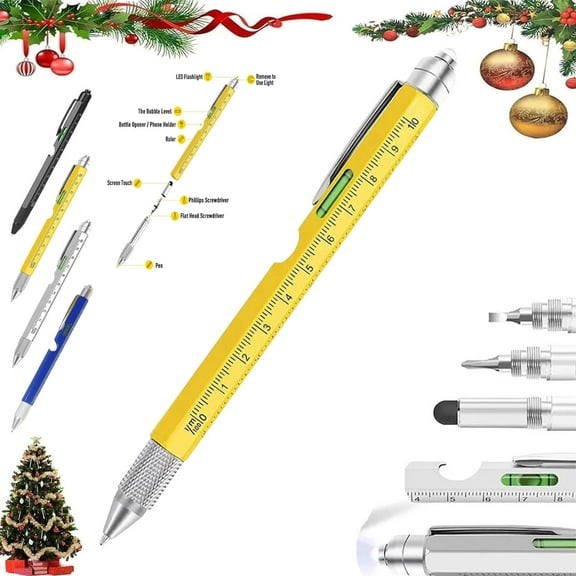 Multitool Pen-Multi-Tool Pens With Led Light,Phillips Screwdrivers,Level,Ruler,Bottle Opener,And Stylus Cool Pen Gifts For Men,9-In-1 Multi Tool Tech Pen Gadgets Tools For Men Father's Day
