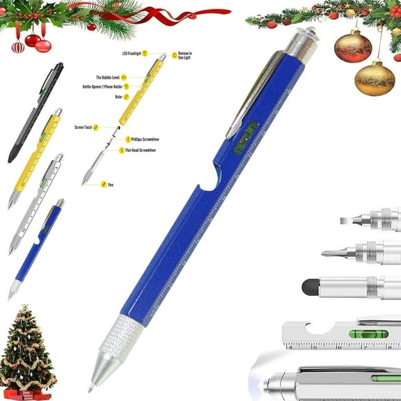 Multitool Pen-Multi-Tool Pens With Led Light,Phillips Screwdrivers,Level,Ruler,Bottle Opener,And Stylus Cool Pen Gifts For Men,9-In-1 Multi Tool Tech Pen Gadgets Tools For Men Father's Day
