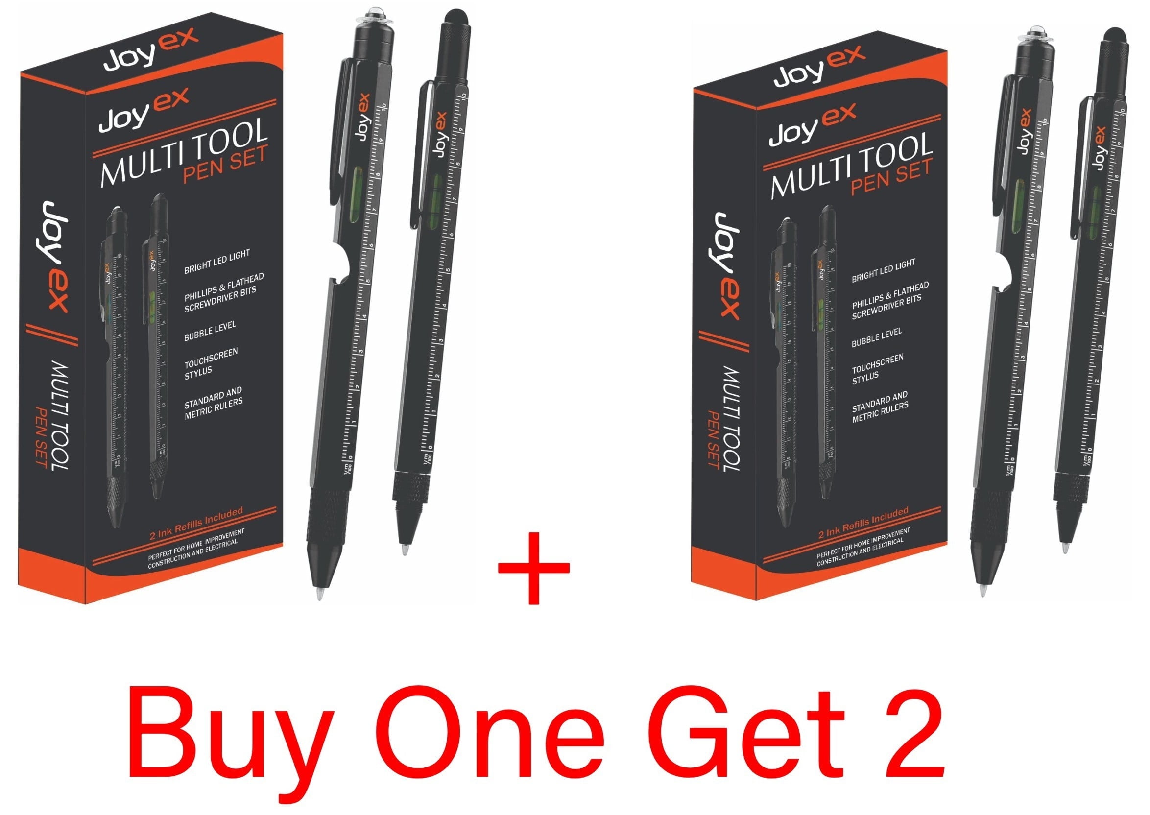 Multitool Pen Set with LED Light, Touchscreen Stylus, Ruler