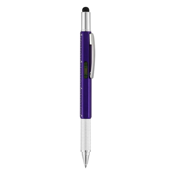 Multitool Pen, Stylus Ballpoint Pen with Ruler Screwdriver and Level, Cool Gadget Gift for Men Dad Teachers Engineers, 5.9X0.4In (1Pcs) Purple