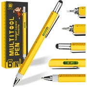 MOIPEJO Multitool Pen Tools Cool Gadgets for Men - Stylus, Ruler, Level, Screwdriver - Stocking Stuffers Christmas Gifts for Men - Birthday Gifts for Dad Boyfriend Husband Him Friend Handyman - Yellow