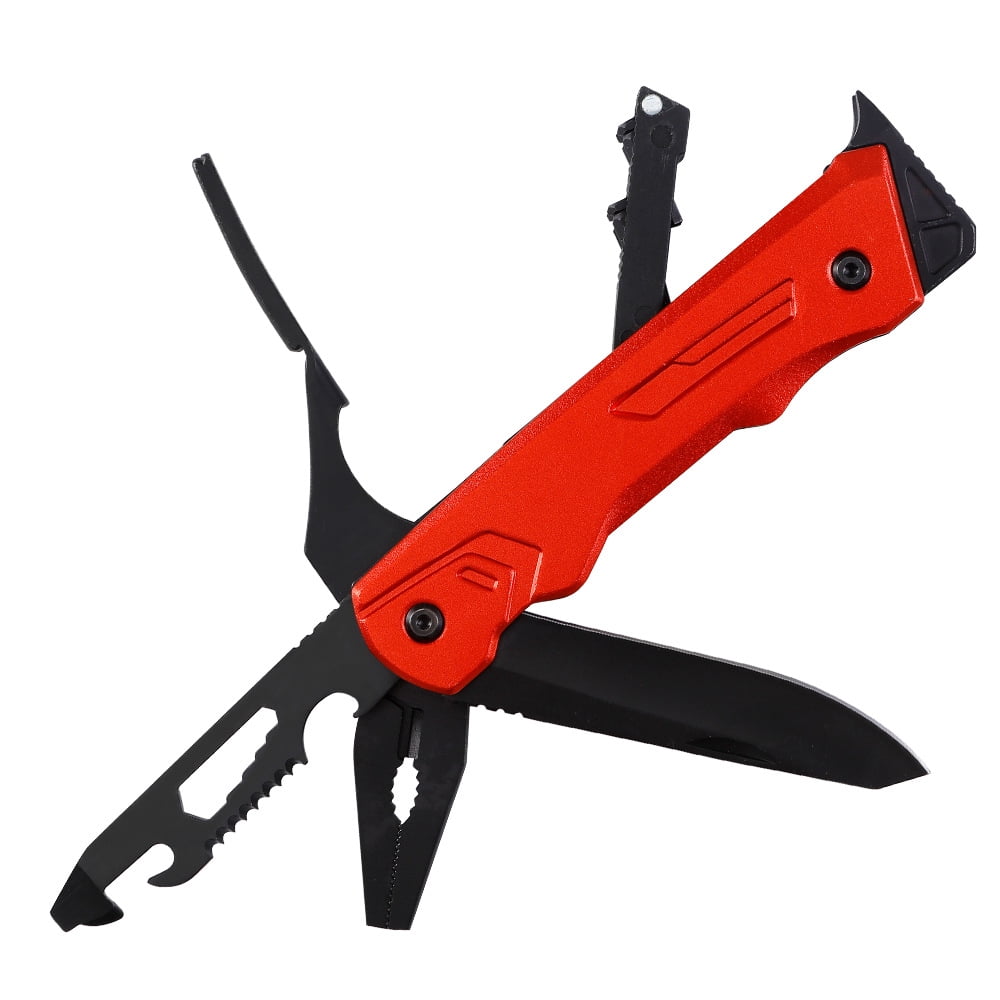 Multitool Pliers, Heavy Duty Stainless Steel Foldable Pocket Tool for Camping, Hiking and Outdoor Survival, Compact Precision Gear with Portable Sheath, Crimson Luxe Red