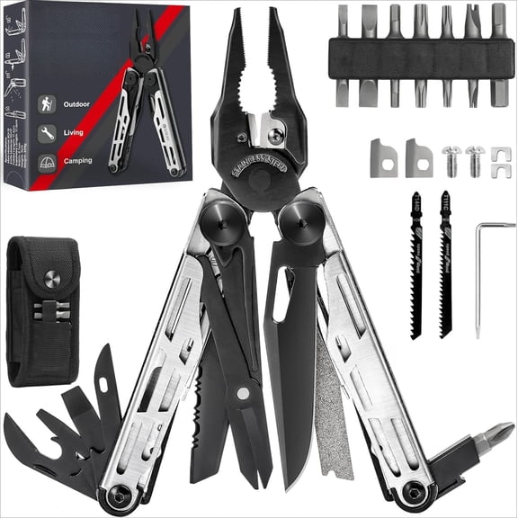 Multitool Pliers Pro BI2045, Stainless Steel 31-in-1 Multi Tool Pliers with Replaceable Wire Cutters and Saw,Foldable Multitools with Scissors and Screwdriver, Ideal for Camping,Survival,Repair