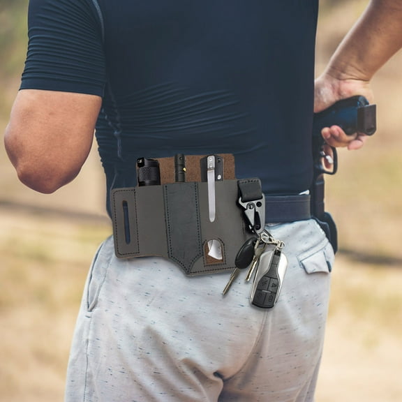 Multitool Sheath for Belt, Compact Tools Flashlight Phone Holster for Daily use, Handmade Tactical Leather Tool Clip for Men, Leodye Must Have Household Items