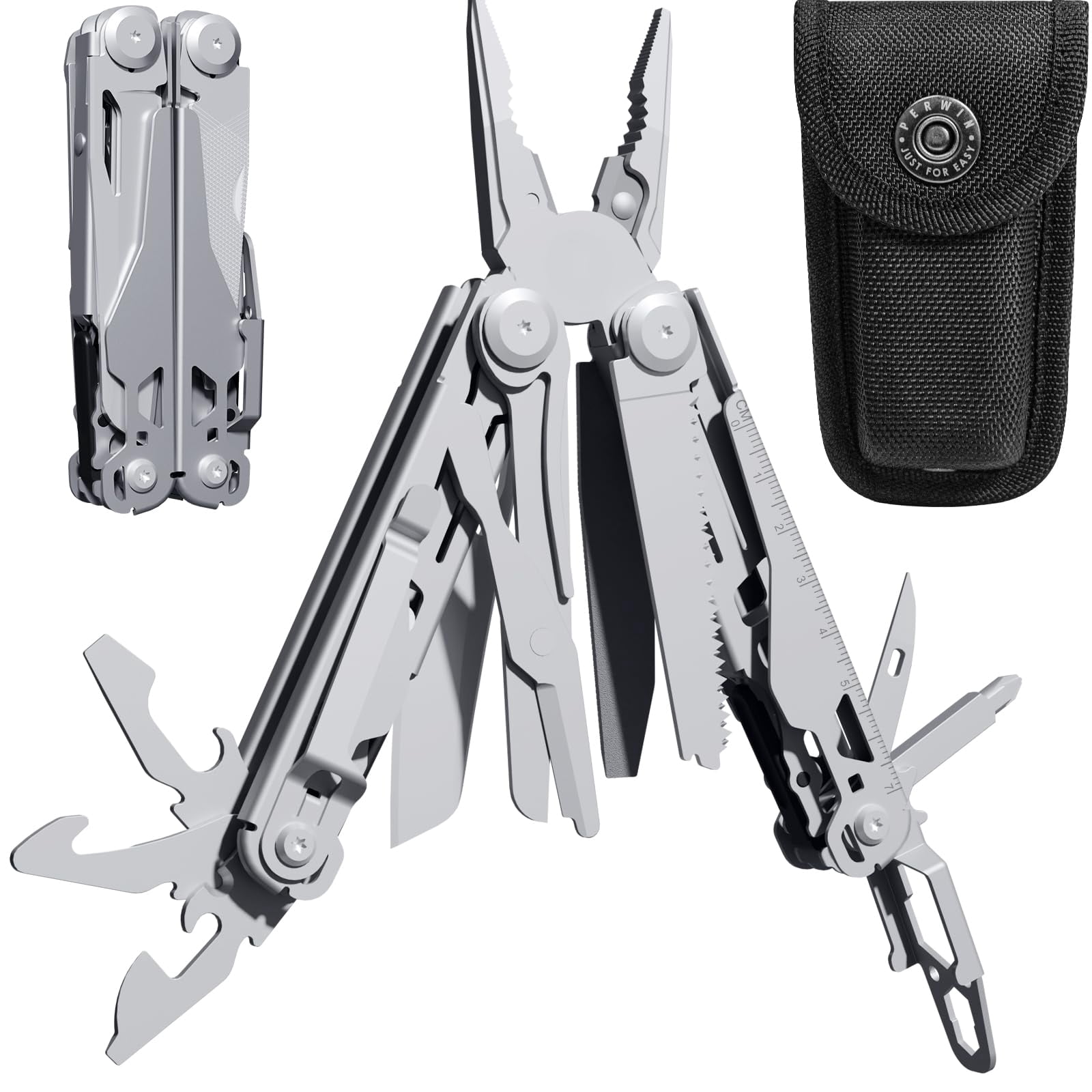Multitool Stainless Steel Multi-tool Pliers 22-in-1 With Safety Locking  Pocket Bottle Opener Edc Equipment Clip For Camping And Hiking.