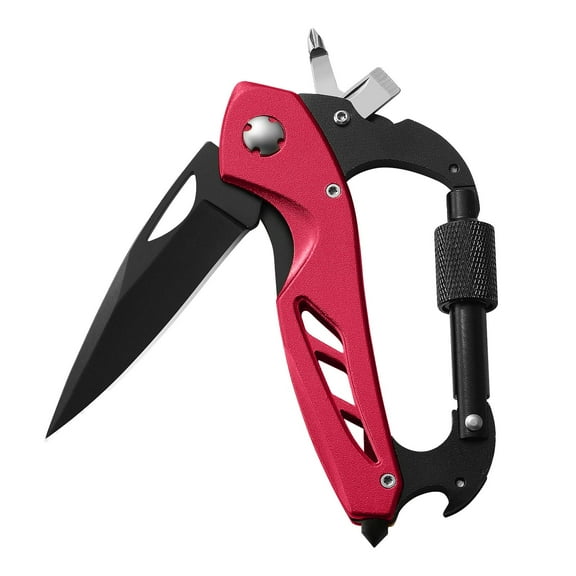 Multitool knife, Gifts for Women Wife (Red),Multi functional folding knife, bottle opener, window breaker, and screwdriver tool