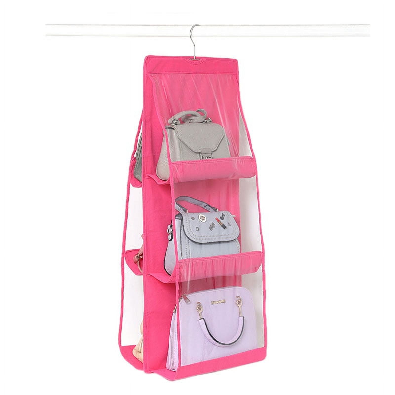 6 Pocket Folding Hanging Large Handbag Purse Storage Holder Anti-dust  Travel Organizer Bags