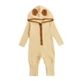 thumbnail image 1 of Multitrust Baby’s Contrast Color Button Round Neck Long Sleeve Hooded Jumpsuit, 1 of 7