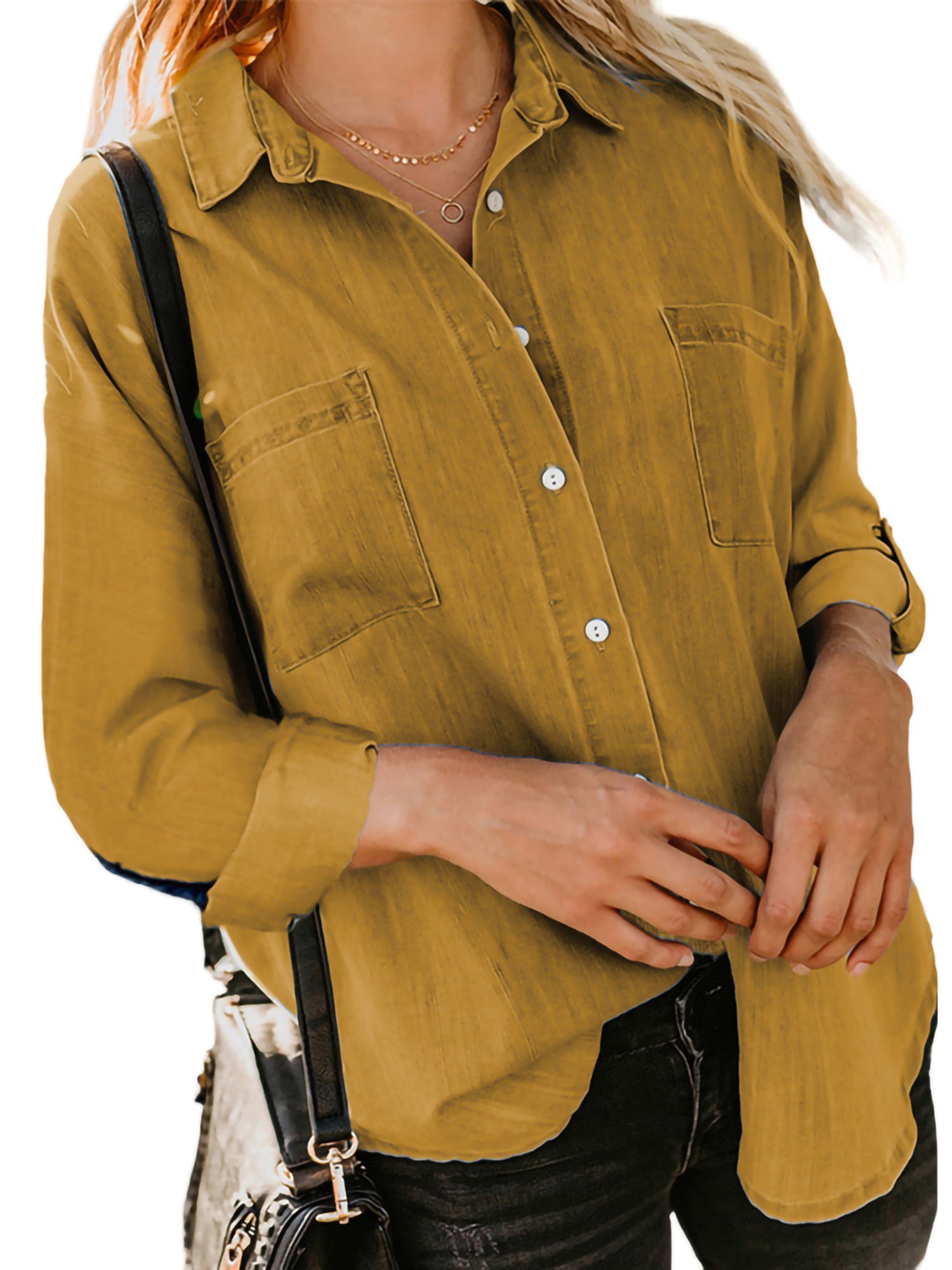 Casual fit jean shirt for ladies