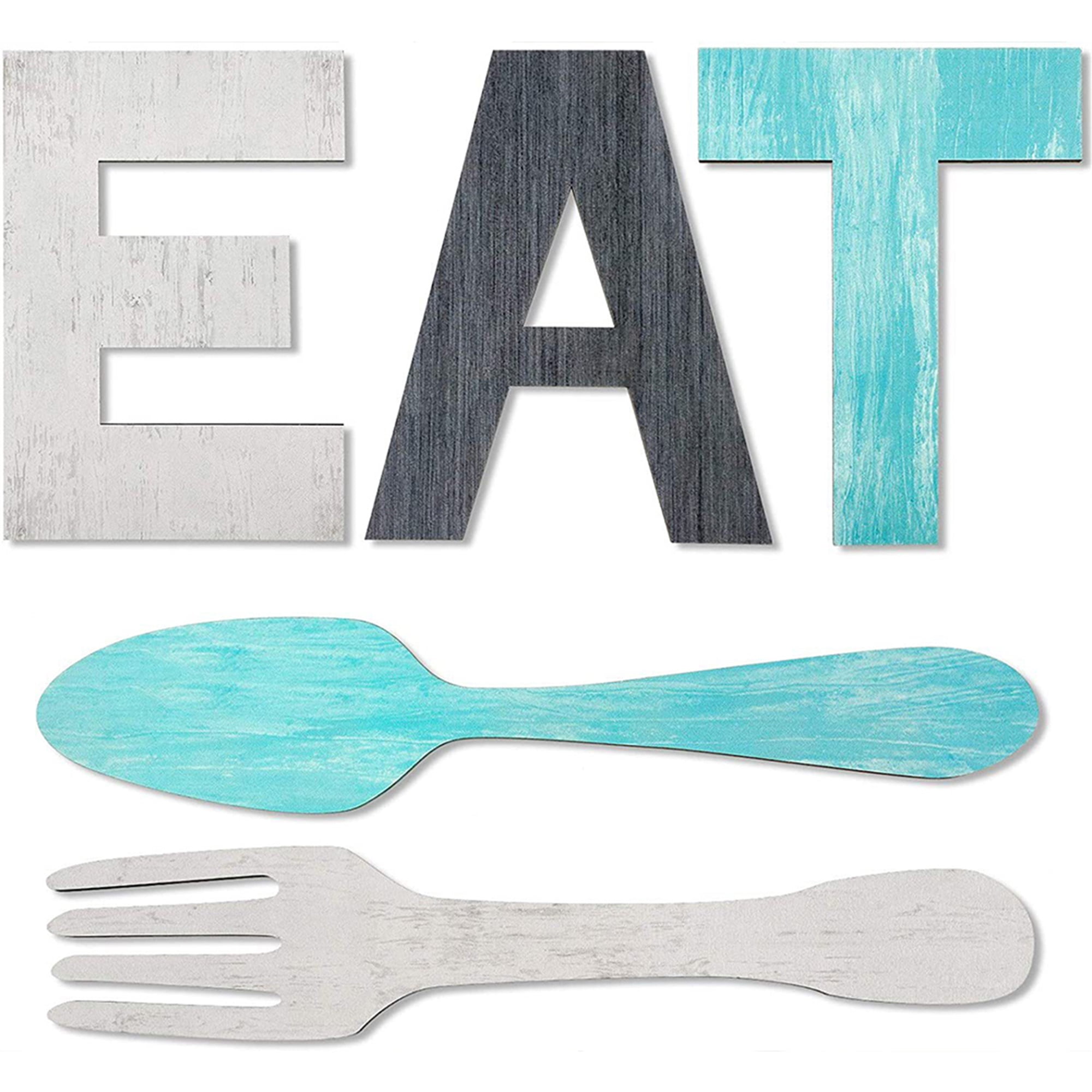 Multitrust EAT Sign for Kitchen Decor Rustic Fork and Spoon Wall Art