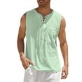 thumbnail image 1 of Multitrust Men's Cotton Linen Tank Top Shirts Casual Sleeveless Lace Up Beach Hippie Tops Bohemian Renaissance Pirate Tunic, 1 of 4