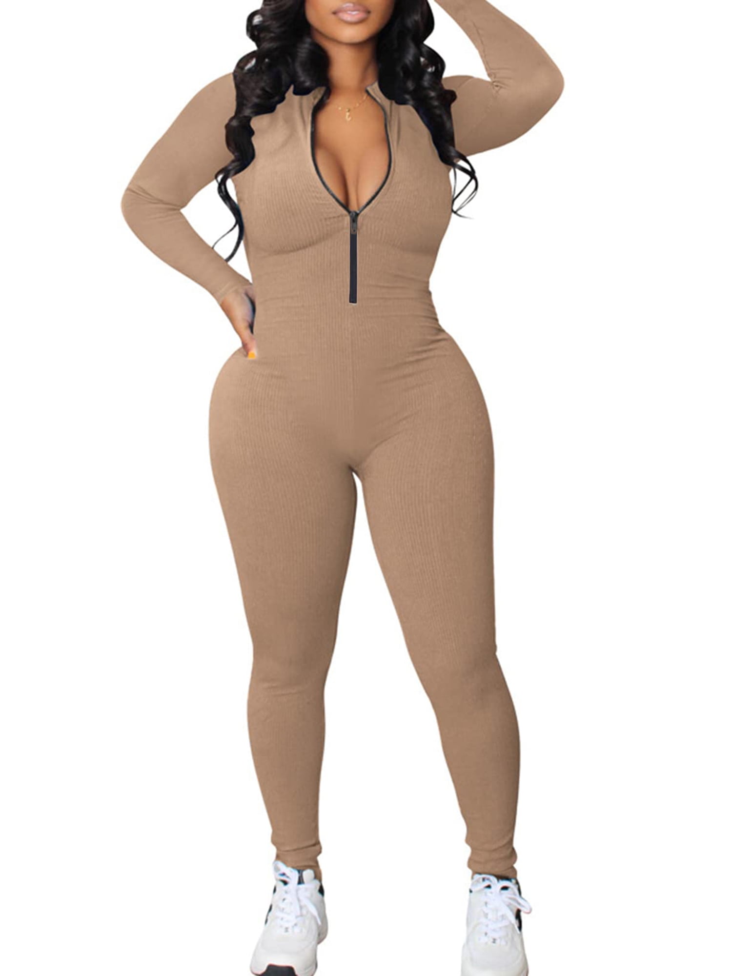 Multitrust Women One Piece Bodycon Jumpsuit Solid Color Multitrust Women One Piece Bodycon Jumpsuit Solid Color