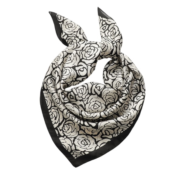 Multiuse Flower Print Silk Scarf Soft Breathable Shawl Wrap 70x70cm Square Scarf Kerchief Women All Matching Neckwear