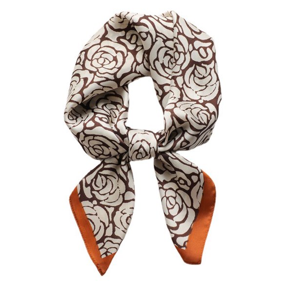 Multiuse Flower Print Silk Scarf Soft Breathable Shawl Wrap 70x70cm Square Scarf Kerchief Women All Matching Neckwear