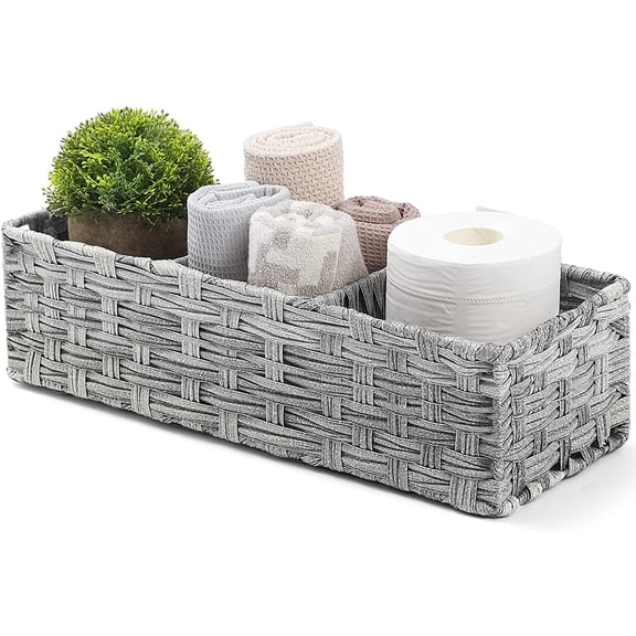 Multiuse Hand Woven Plastic Wicker Basket with Divider