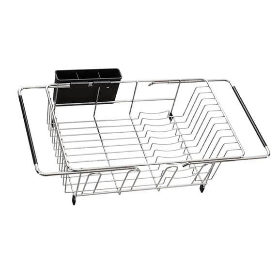 Multiuse Kitchen Dish Drying Rack With Variable Width Works For Most Sinks Up To 43 Inches