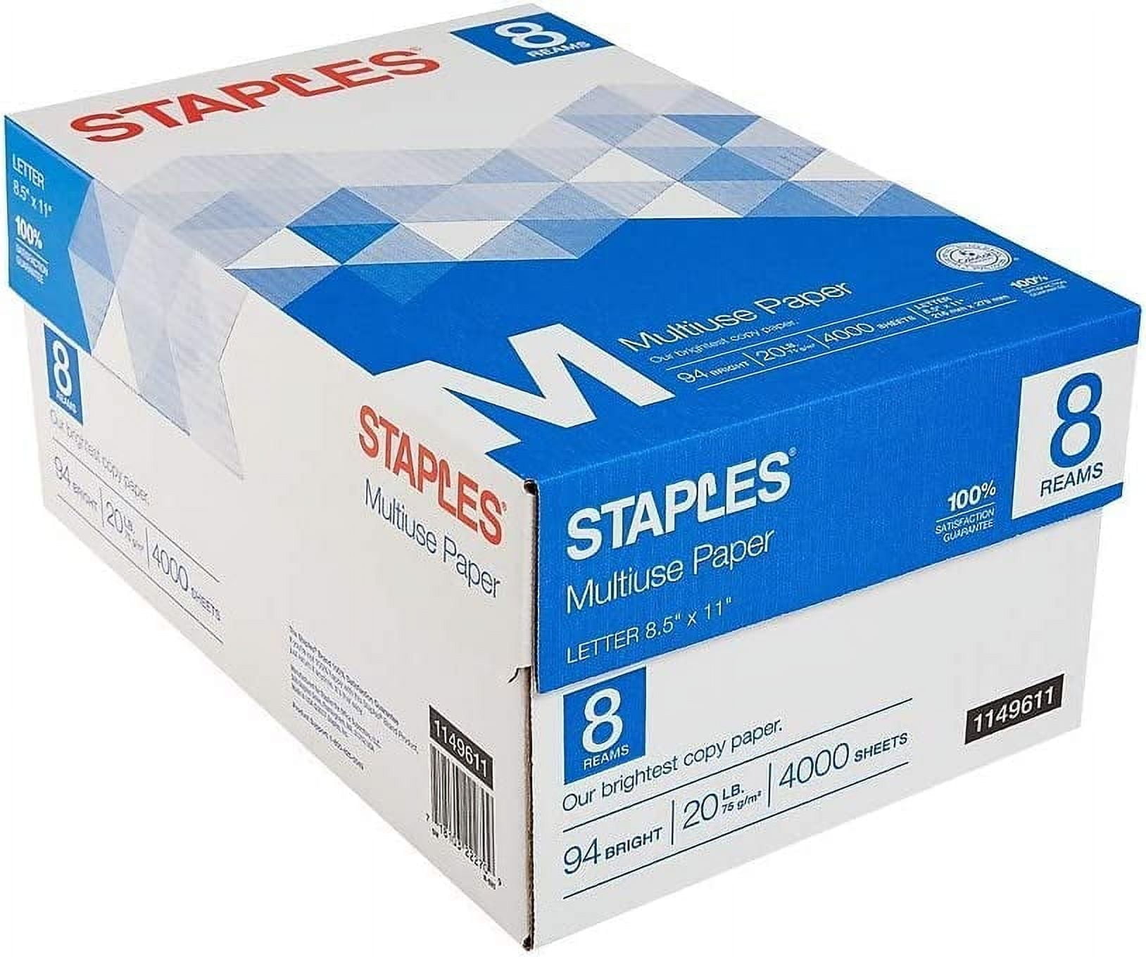 Multiuse Multipurpose Copy Fax Inkjet & Laser Printer Paper, 8 1/2" x 11" Letter Size, 94 Bright White, 20 lb. Density, 500 sheets per ream; 8 reams per case (total of 4,000 sheets) (2 Case)
