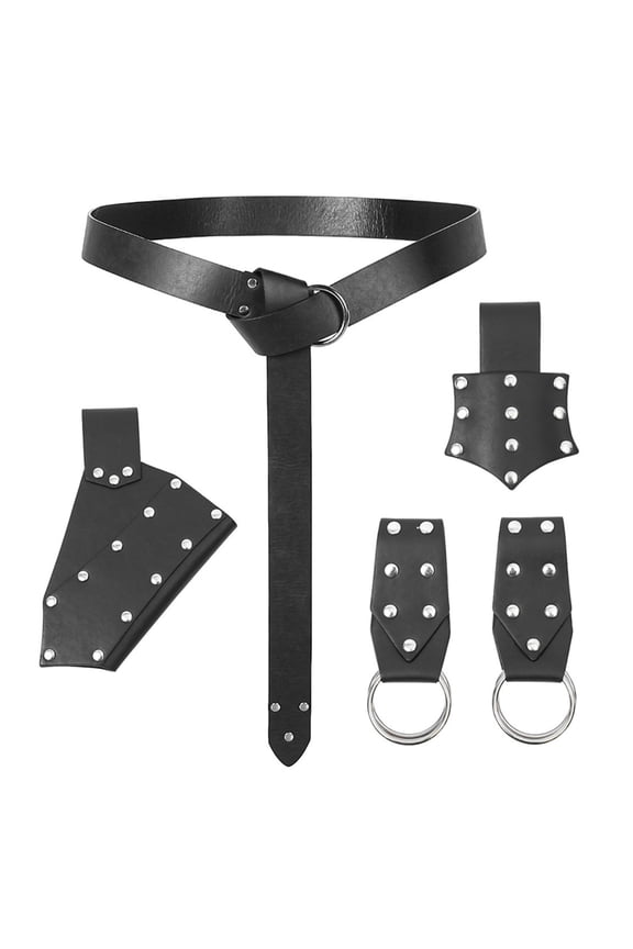 Multiuse Roleplay Accessories Belt Set with Rivets Studded Design And Decorative Pocket For Halloween Event Dressingup