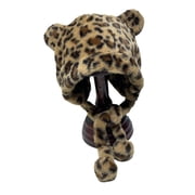 Multiuse Thicken Plush Ushanka Hat with Bear Ear Winter Warm Trapper Hat Windproof Skull Hat for Outdoor Cycling Camping