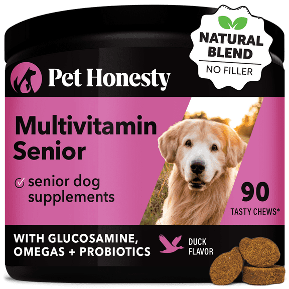 Pet Honesty Dog, 10 in 1 Multivitamin Mobility Immune Skin Coat Support Supplement w Glucosamine Probiotics and Omegas, Duck Flavor, 900 Count Soft Chews
