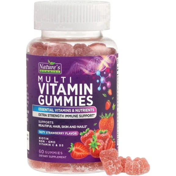 Multivitamin Gummies 52,000 mcg, Complete Multivitamins Gummy with Essential Vitamins & Minerals for Adults, Women, & Men with Vitamins A, C, D, E, & High Potency B12, Gummy Multivitamins, 60 Gummies