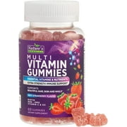 Multivitamin Gummies - Adult Gummy Vitamins for Women & Men, Nature's Daily Gummy Multivitamins for Adults, Vitamins A, C, E, B6, B12 - Multi Vitamin Supplement, Non-GMO, Berry Flavored - 60 Gummies