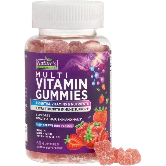 Multivitamin Gummies 52,000 mcg, Complete Multivitamins Gummy with Essential Vitamins & Minerals for Adults, Women, & Men with Vitamins A, C, D, E, & High Potency B12, Gummy Multivitamins, 60 Gummies