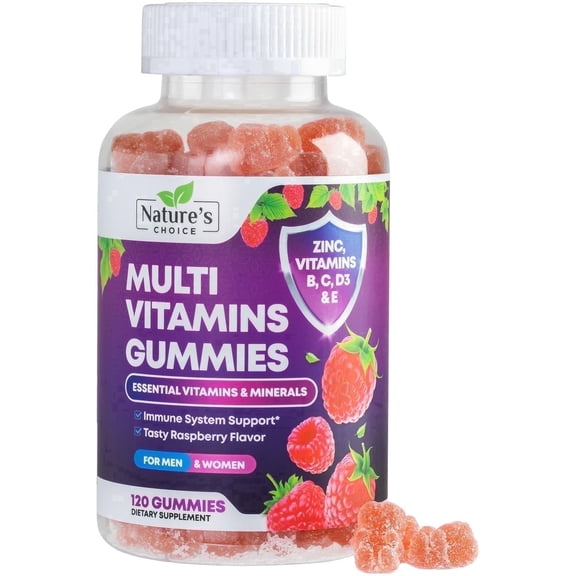Multivitamin Gummies - Nature's Daily Gummy Multivitamins for Adults, Women & Men with Vitamins A, C, E, B6, B12, and Minerals - Natural Multi Vitamin Supplement, Non-GMO, Berry Flavor - 120 Gummies