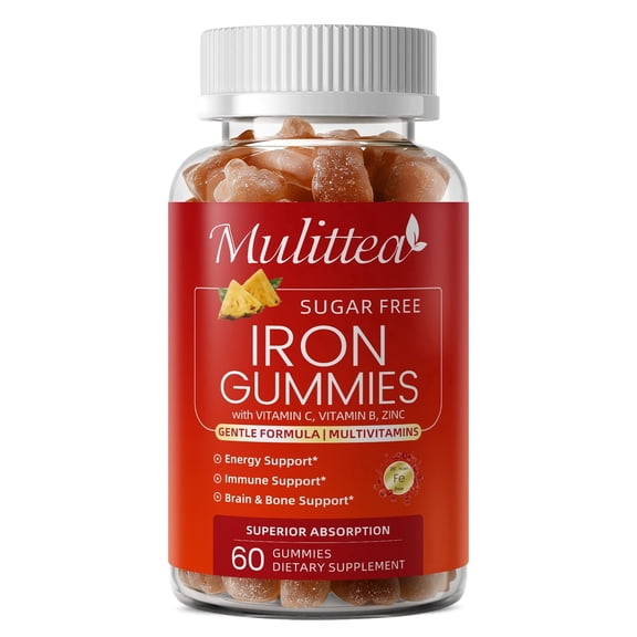 Multivitamin Gummies for Women w/ Iron, Iodine, Zinc, Folate, Daily Multivitamin Gummy w/ Vitamin A, C, B, D3, for Hair, Skin, Nails, Energy, Immune Health, Sugar Free-Pineapple Flavor, 60 Count