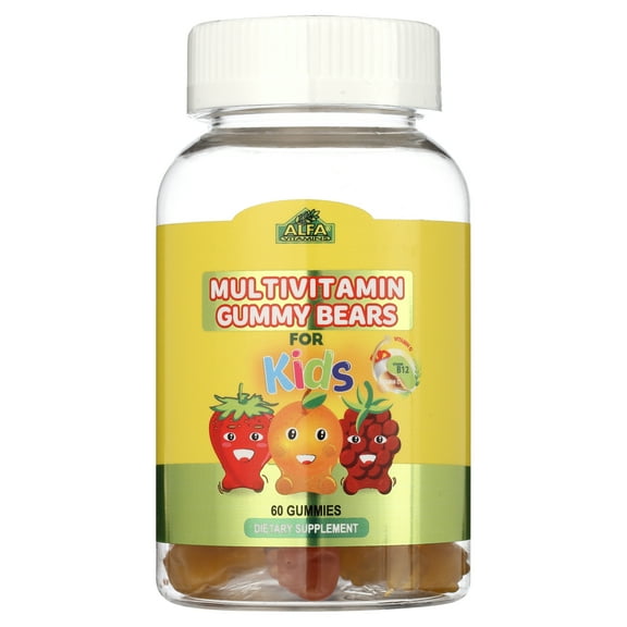 Multivitamin Gummy Bears for Kids by Alfa Vitamins with 13 essential nutrients including Vitamin C, vitamin D3, and vitamin B12 - 60 gummies