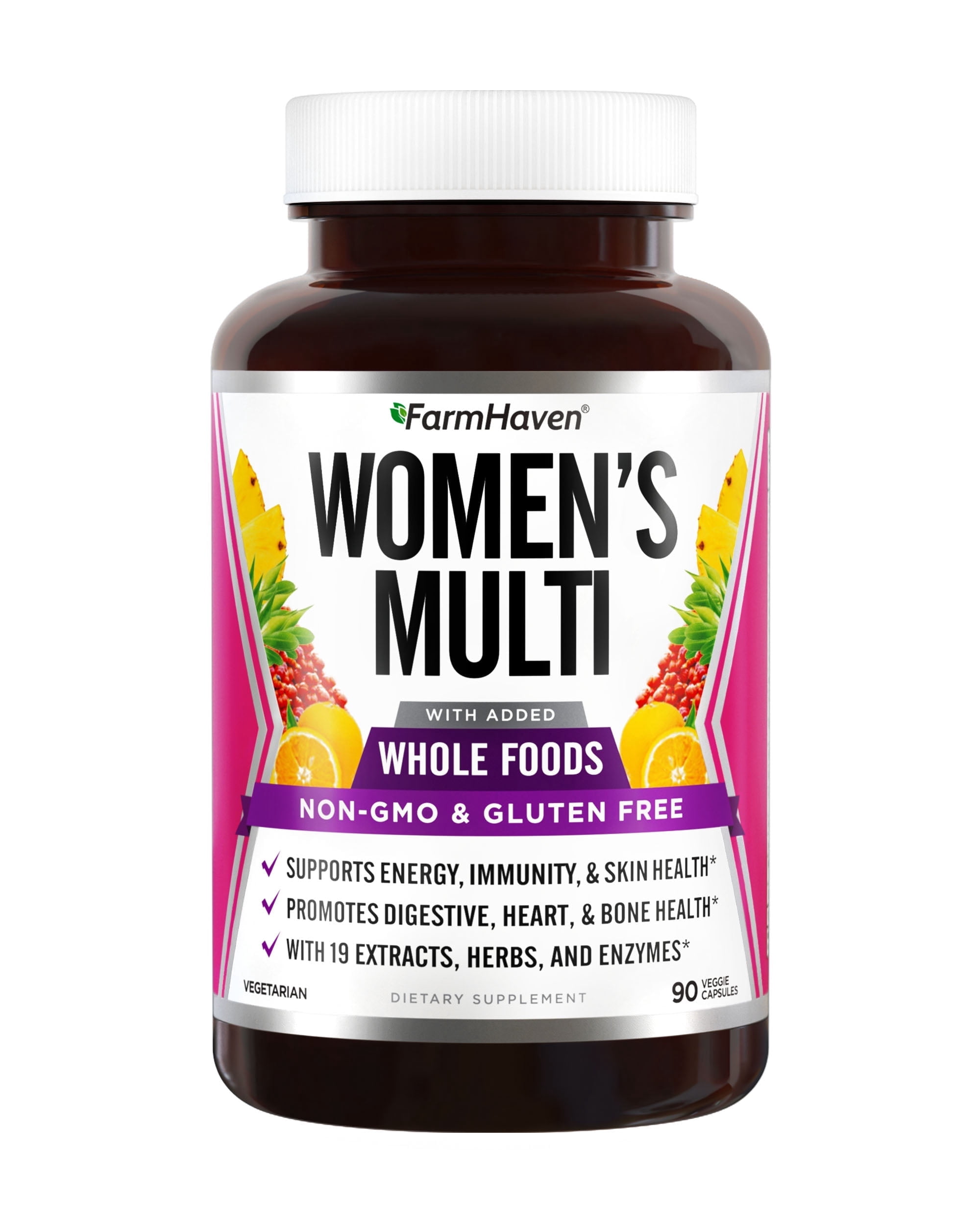 Multivitamin For Women | 22 Essential Nutrients, Fruits & Veggies Womens Multivitamin | Whole Food Multivitamin Boosts Energy, Immune, Heart Health | Womens Daily Vitamins - 90 Capsules