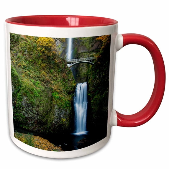 3drose, Multnomah Falls, Columbia Gorge National Scenic Area, Oregon, Usa, 15oz Two-tone Red Mug