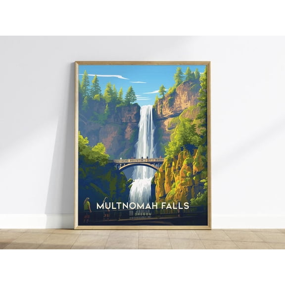 Multnomah Falls Oregon Pacific Northwest Landscape Poster Wall Art Decor 8x12 UNFRAMED