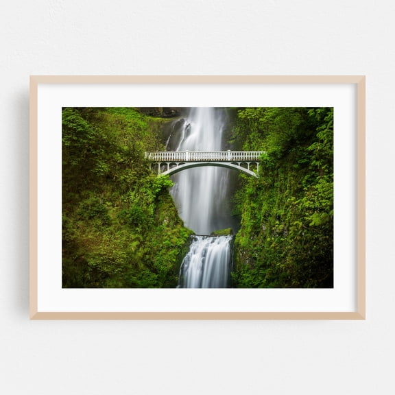 Multnomah Falls - Oregon Photography Oak Framed Wall Art Print 20 x 30 inches
