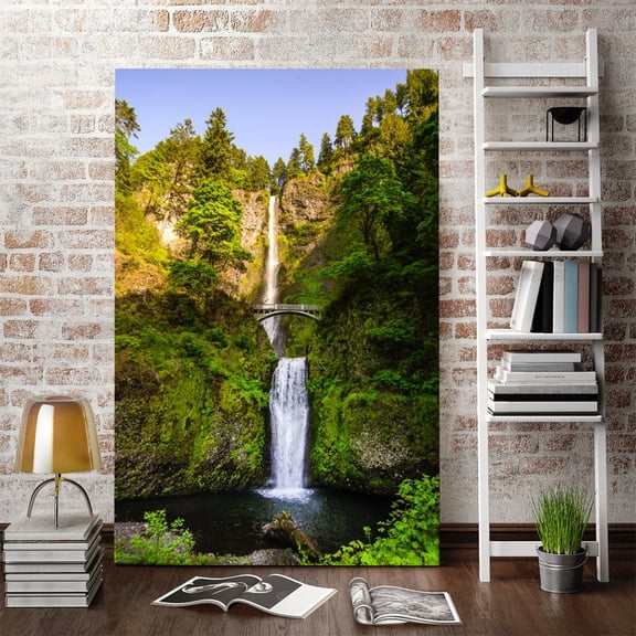 Multnomah Falls Oregon Waterfall Scenic Bridge Poster Wall Art Decor 12x18 UNFRAMED