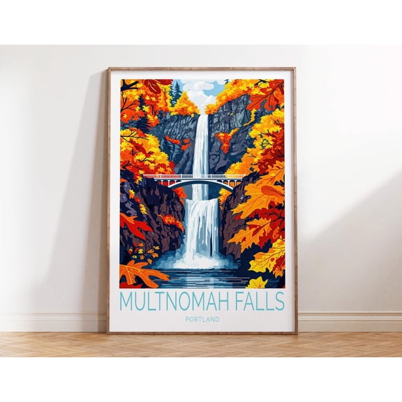Multnomah Falls Portland Oregon Nature Print, Unframed Paper Print Size 8x12