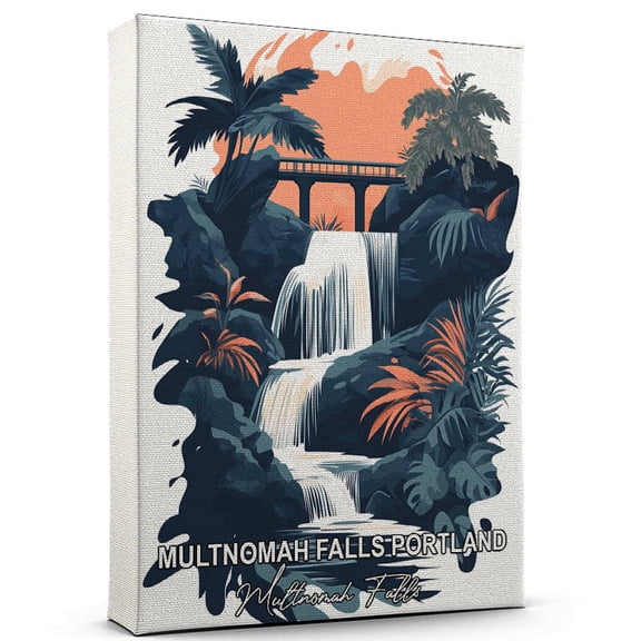 Multnomah Falls Portland Travel Canvas Wall Art Multnomah Falls Canvas A Scenic Artwork That Evokes Calmness, Wanderlust, and Connection with the World