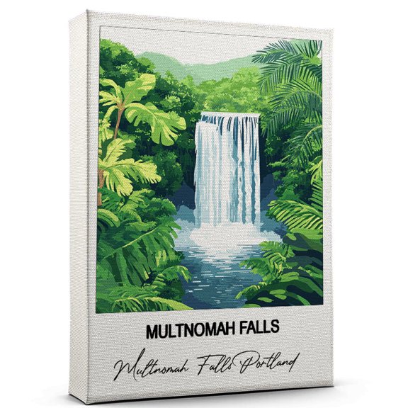 Multnomah Falls Travel Art Canvas Modern Wall Art Inspired by Multnomah Falls Portland Canvas Great Gift for Travel Lovers Ready to Hang