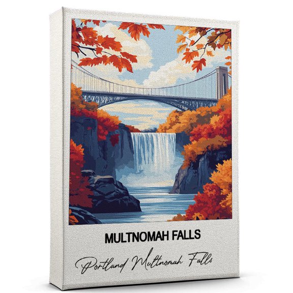 Multnomah Falls Travel Art Canvas Modern Wall Art Inspired by Portland Multnomah Falls Canvas Great Gift for Travel Lovers Ready to Hang
