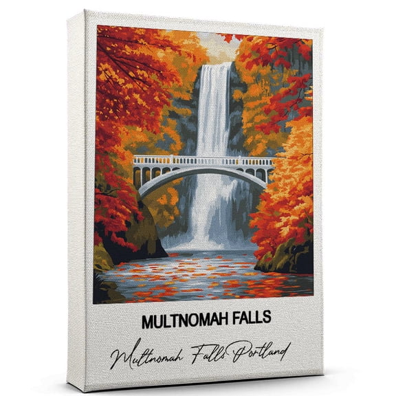 Multnomah Falls Travel Canvas Wall Art Beautiful Travel Decor for Bedroom, Office Multnomah Falls Portland Canvas Print Serene and Scenic Wall Decor Gift for Travel Lovers